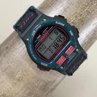Vintage Timex Ironman Triathlon Watch Women 38mm Digital WR100M Blue Nylon Strap
