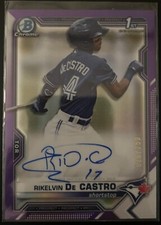 2021 Bowman Chrome Rikelvin De Castro Purple Auto 026/250 Toronto Blue Jays