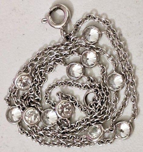 Bezel Set Cubic Zirconia CZ Chicklet Sterling Silver Necklace - Picture 2 of 6