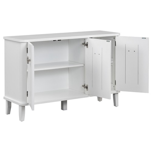 Simple and Atmospheric Solid Wood Veneer Storage Cabinet W /3 Acacia Solid Doors - Picture 6 of 24
