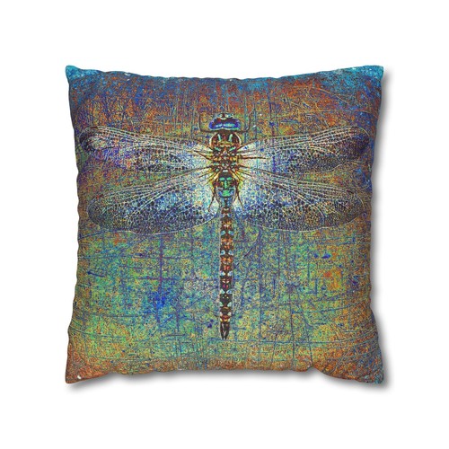 Dragonfly Print Pillow Cover, Dragonfly Multicolor Background Replacement Cover - Picture 15 of 22