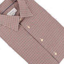 ETON Brown Berry Check CONTEMPORARY Long Sleeve Cotton Dress Shirt 17 NEW