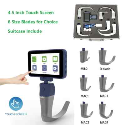 4.5 inch Touch screen Digital Video Laryngoscope Reusable Sterilizable Blades