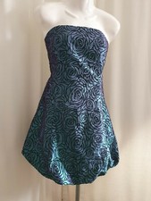 M Butterfly Turquoise Purple 2 Tone Floral Dress Size Large  (AV26-8)