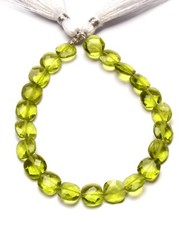 Peridot Color Quartz 8 mm Size Faceted Cushion Shape Beads 7.5" Strand