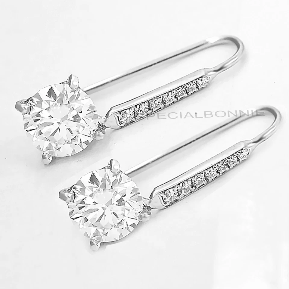 RARE 8 Ct Certified White Diamond Designer Dangler Earrings - Great Luster ! - Image 3 of 4