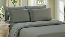 Bamboo Living Eco-Friendly 6 Piece Bedding Soft Sheet Set, King Size, Gray Color