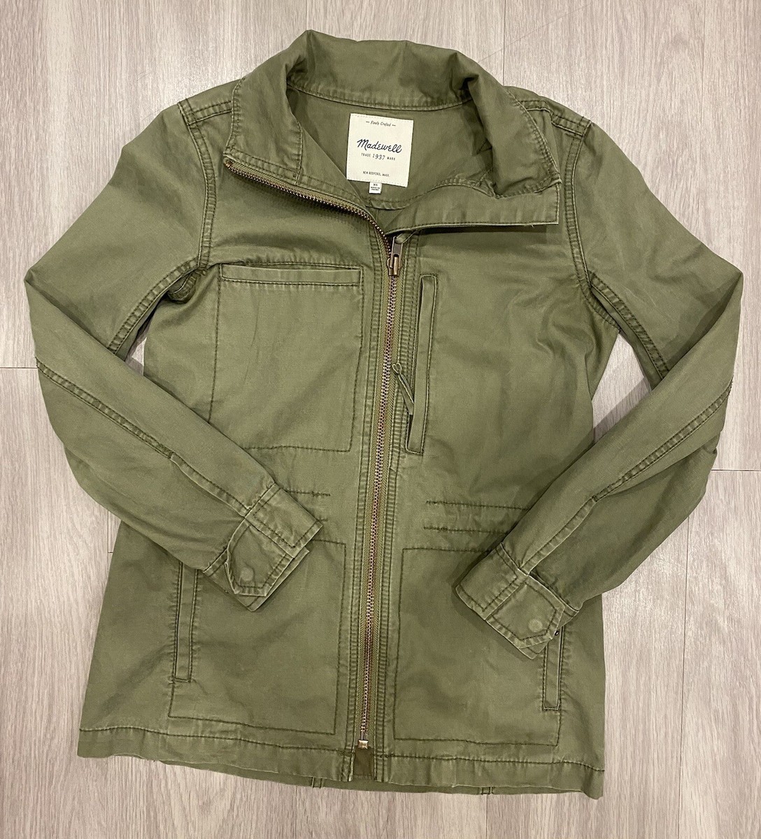 MADEWELL Fleet Jacket Olive Green Utility Full Zip Military Style
