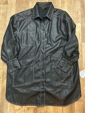 ASOS Curve Women’s Black Faux Leather Button Up Mini Shirt Dress UK18 P7 A4