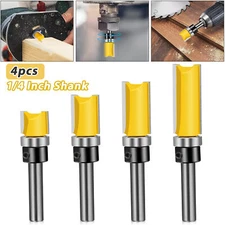 4x 1/4 Inch Shank Top Bearing Flush Trim Carbide Router Bit Woodworking Tool Set