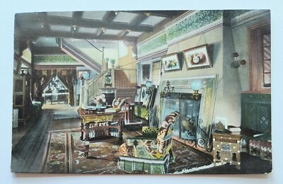 Hollywood CA California The Reception Hall Paul De Longpre's Home Postcard D7