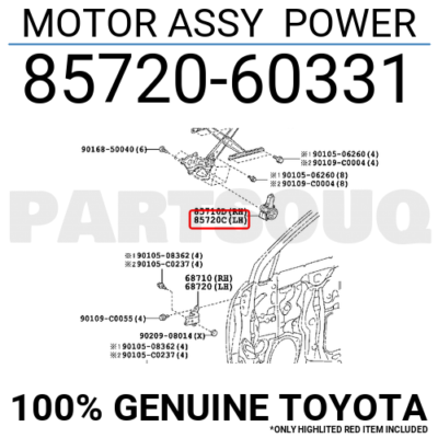 8572060331 Genuine Toyota MOTOR ASSY POWER 85720-60331 | eBay