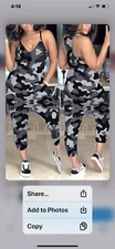 Women Casual Camouflage, Jumpsuit Romper ,printed Gray