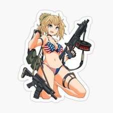 Sexy Anime Stickers America Gun Girl Women Explicit Beautiful Gorgeous