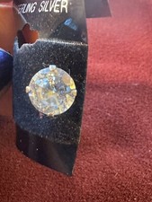 Solid 925 Sterling Silver Round Cubic Zirconia Clear CZ Stud Earrings 2 Cart