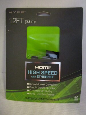 Hype 12ft HDMI High Speed with Ethernet Great for Gaming or Blu-Ray NEW Open Box
