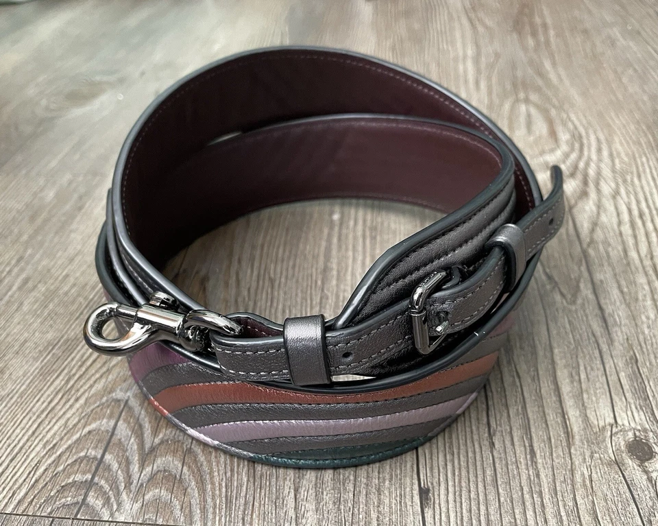 Coach Colorblock Deco Quilting Novelty Bag Strap 68812 Metallic Graphite - Image 2 of 4