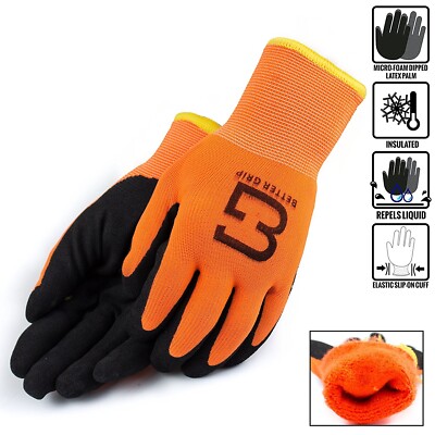 Safety Winter Insulated Double Lining Rubber Coated Work Gloves -BGWANS-OR