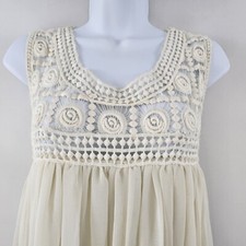 Free People Crochet Lace Babydoll Mini Dress Lightweight Sleeveless Size XS