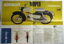 PROSPEKT Werbung DATENBLATT Moped Simson SPATZ mit 2,3 PS  IFA   42cm x 30cm