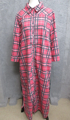 Fat Rat Family Plaid Maxi Duster Dress Women OS Pink Patchwork Grunge Indie