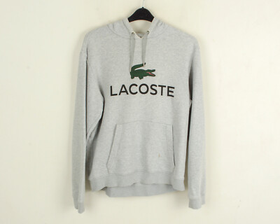 Lacoste Herren L Hoodie Grauer Pullover Sweatshirt Mit Kapuze Logo