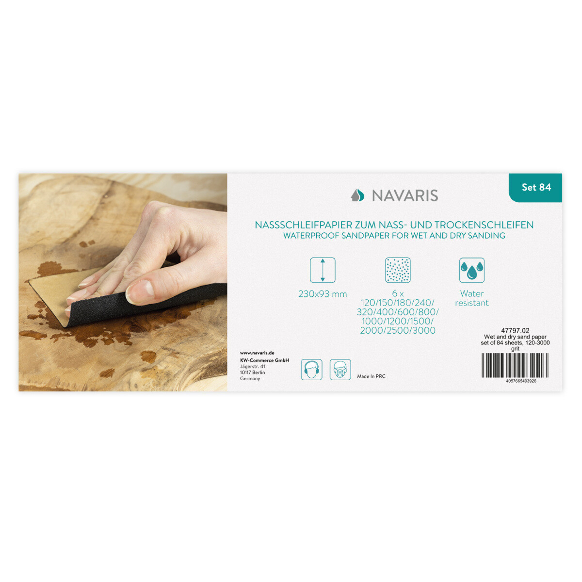 Produktbild von LANHU, Profi Schleifpapier Set | 120 - 3000 Körnung, 36 Stück I Nass Und Trocken I Schleifpapier Für Auto, Holzmöbel, Stein, Lack, Metall, Glasr, 23 X 9 Cm