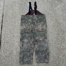 Vintage Johnson Garment Camo Trebark Overalls Size Large Brown Green Cargo