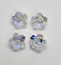 4pc Swarovski Crystal Clear AB 14mm Large Hole Flower 5944 Beads; Iridescent
