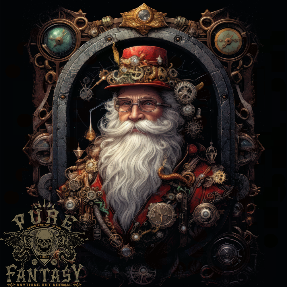 Steampunk Santa Claus Xmas Christmas Mens T-Shirt 100% Cotton