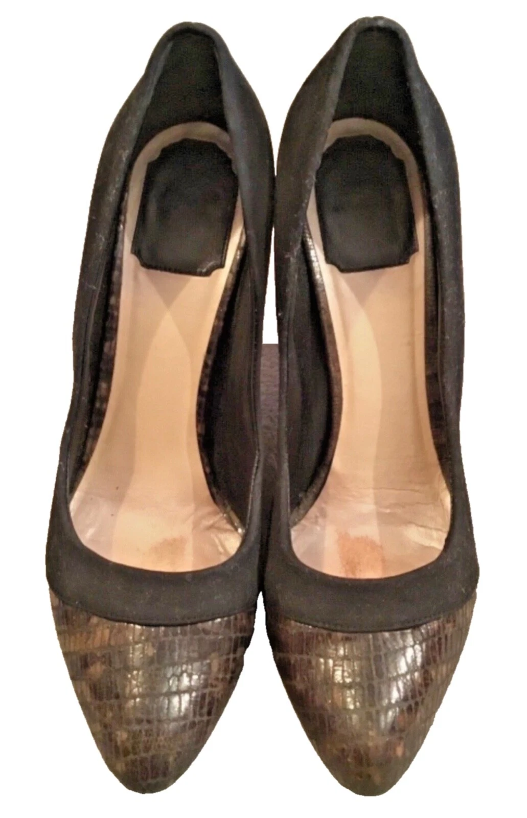 Chaussures Christian Dior duo escarpins en cuir peau de serpent garnis de daim pointure 38,5