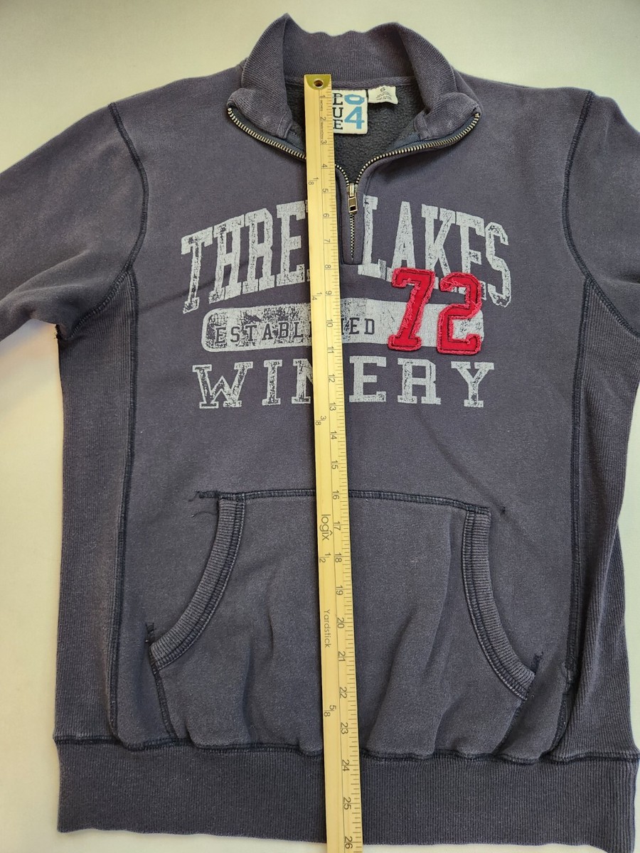 Blue 84 1/4 Zip Mock Collar Sweatshirt Kangaroo Pocket Navy