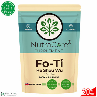 Natürliche FO-TI/Foti (He Shou Wu) Kapseln, 6000mg (4%THSG) Haarwachstum - 90 Kapseln
