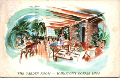 Daytona Beach FL Johnston's Coffee Shop Artist Rendering Interior postcard PP3