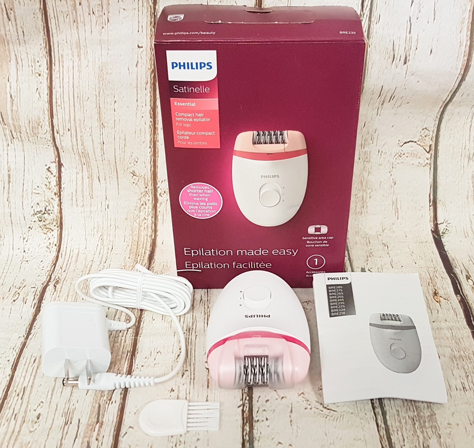 PHILIPS Satinelle Corded Compact Essential Epilator, BRE235/04 PINK