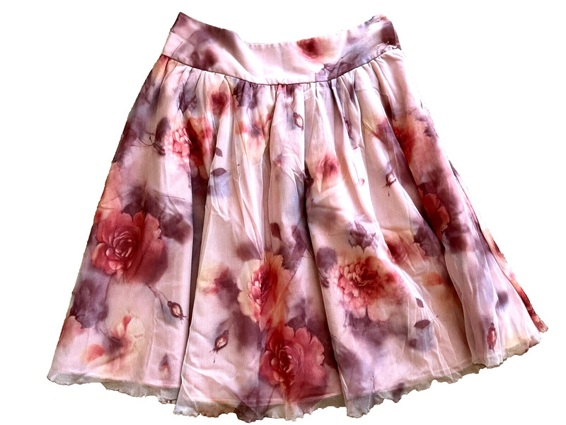 NWOT NEW Silvana Cirri Italy pretty lined floral skirt 14 years old girl washbl