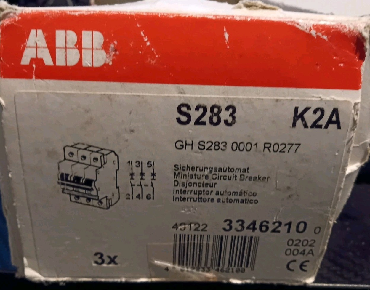 LOT OF 3 ABB S283 K2A 3P 2A CIRCUIT BREAKERS NIB