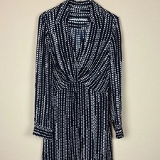 Ellie Tahari Black with White Accent Pattern Long Sleeve Dress; Size 8
