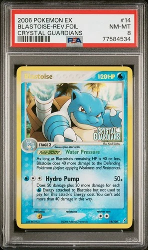 2006 Pokemon Blastoise Reverse Foil Crystal Guardians  PSA 8 #14