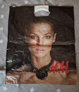 H&M Plastiktüte Rarität ca 45x38 cm Tragetasche Werbung deutlich Gebrauchsspuren