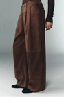 ZARA LIMITED EDITION 100% SUEDE LEATHER PLEATED TROUSERS BROWN FW25/26 6098/920