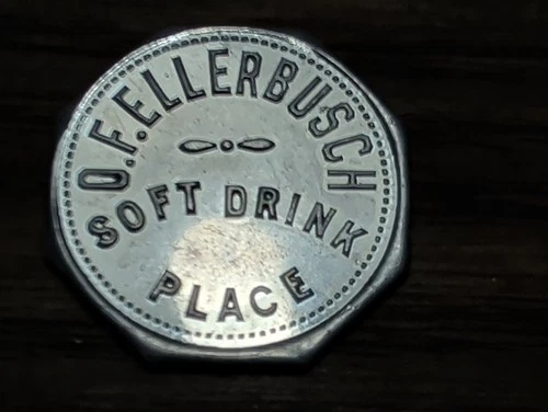 O.F.ELLERBUSCH (New Miden Illinois) 5 Cents  Token - used 1900 to mid 1900's