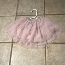 H M Girls Pink Glitter Tulle Tutu Skirt 4-6Y Party Dance Elastic Waist
