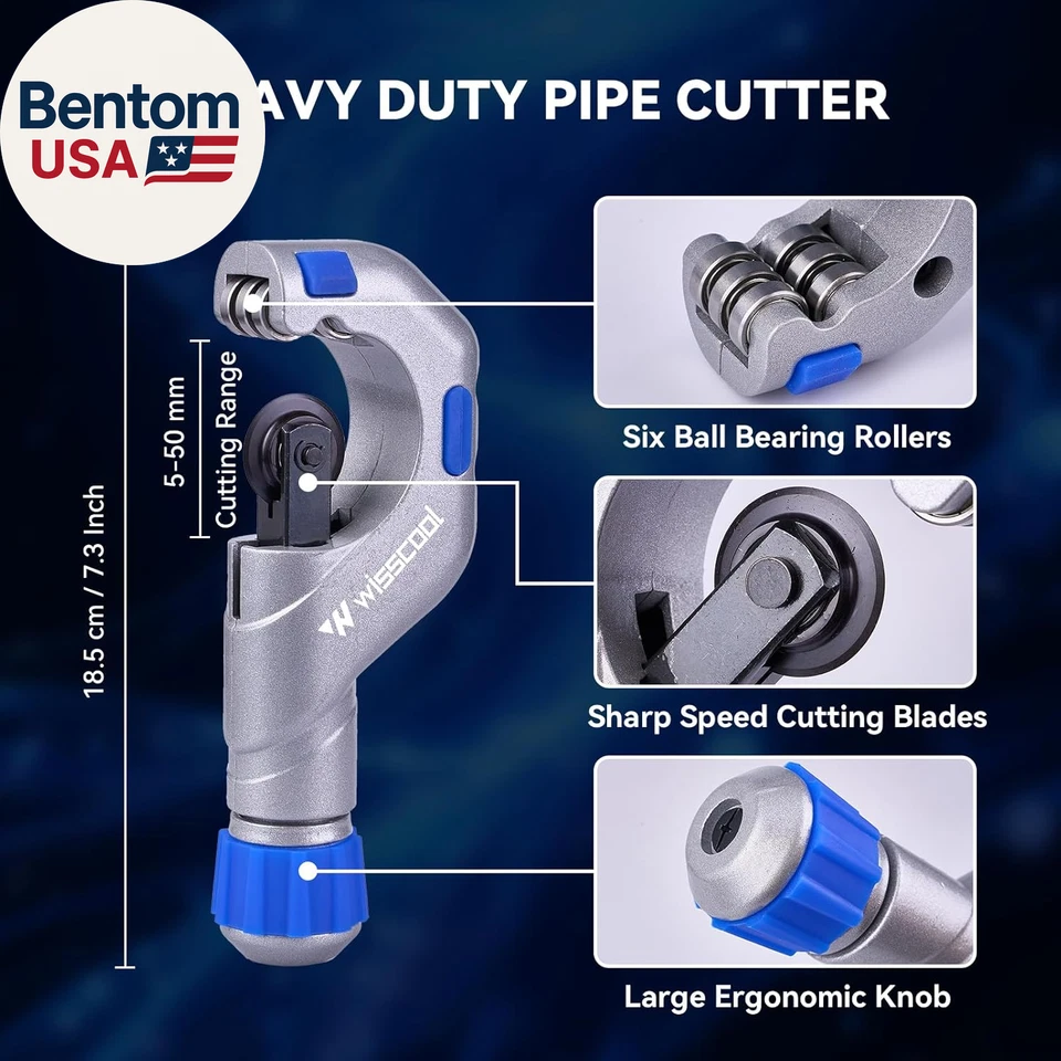 Juego de Cortador de Tubo 8 en 1, Cortador de Tubos de Alta Resistencia 1/8''-2'', Mini Cortador de Tubos 1/8 t Foto 2 de 4