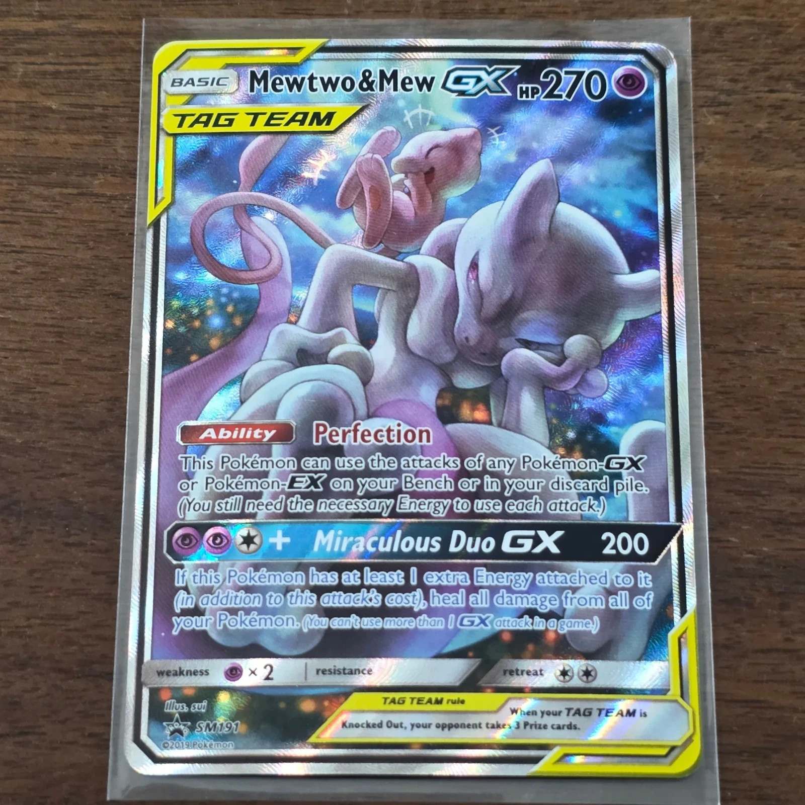 Pokemon Tag Team Mewtwo & Mew GX #SM191 Sun & Moon Black Star Promo Holo Card