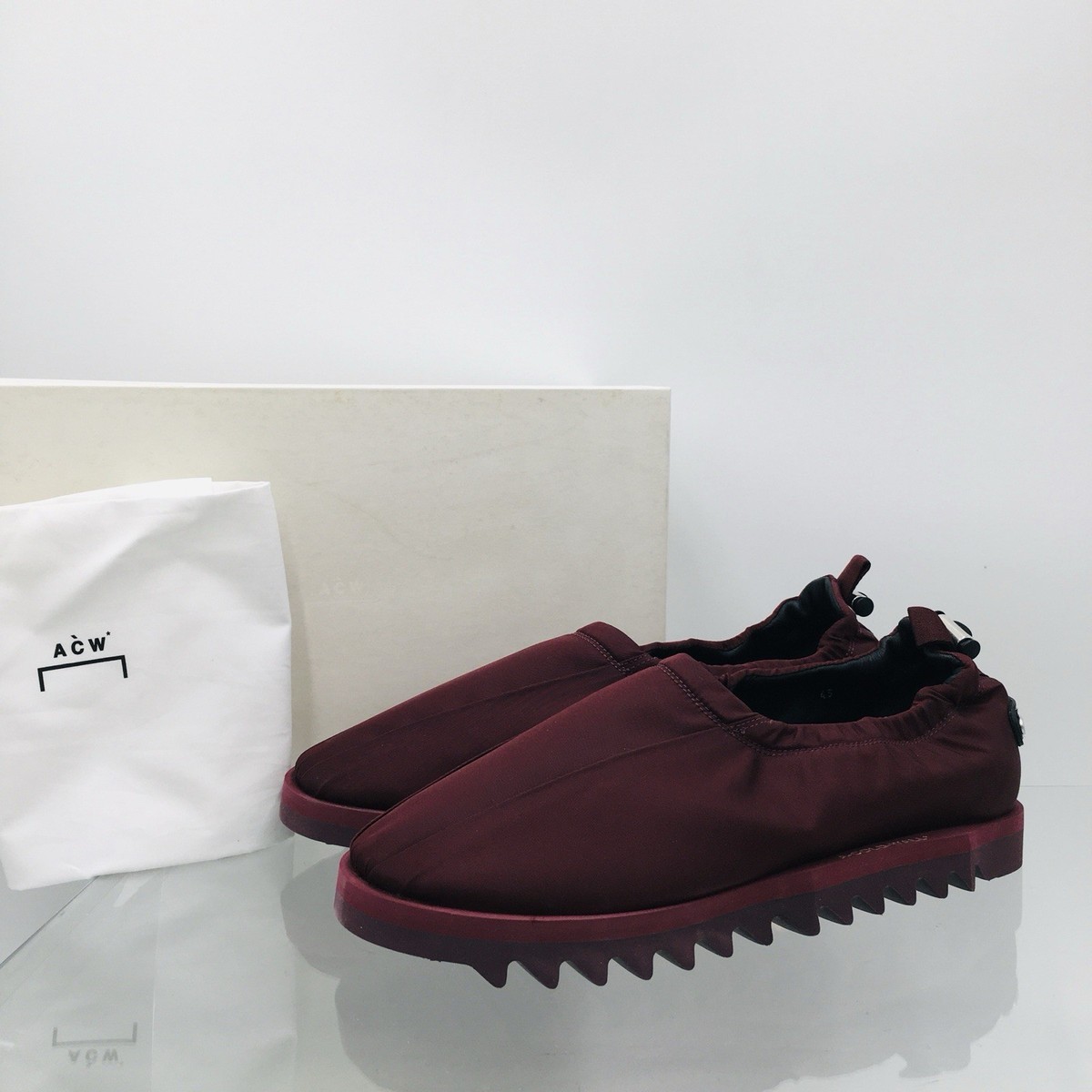 NIB A-COLD-WALL Nylon Cord-Lock Loafers Wine Volt Red 