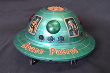 Vintage Space Patrol X-17 Flying Saucer Tin Toy Modern Toys Japan Missing Parts