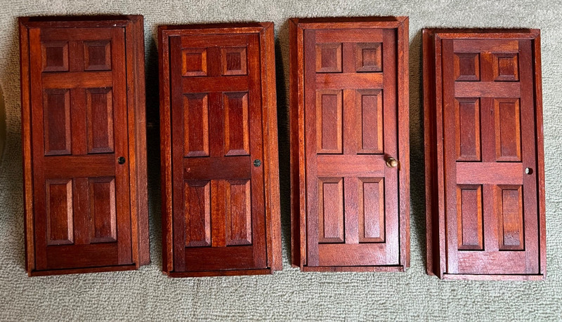 4 DOORS -6 PANEL INTERIOR  dollhouse walnut stained wood 6007  1/12 scale