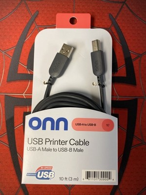 Surf Onn Printer Cable 10ft USB-A Male to USB-B Male Transfer Speed 480 Mbps NEW
