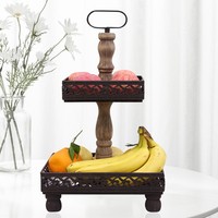 Etagere Servierplatte 2 StöCkig Etagen Metall Braun Vintage Xxl 52 Obbstschale